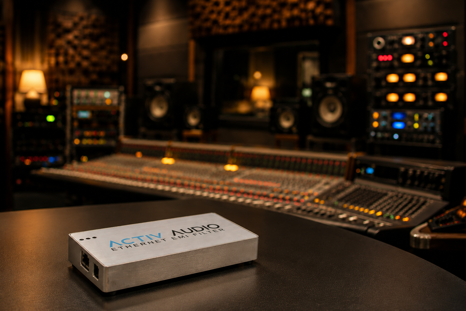DJM ACTIV AUDIO EMI filter in a high-end audio studio installation